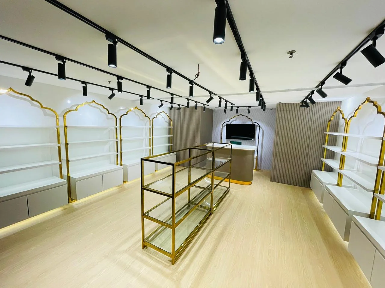 Bikaji store shelving and display fixtures at Jaipur Airport