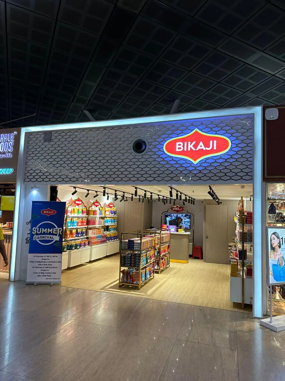 Bikaji storefront at Jaipur Airport